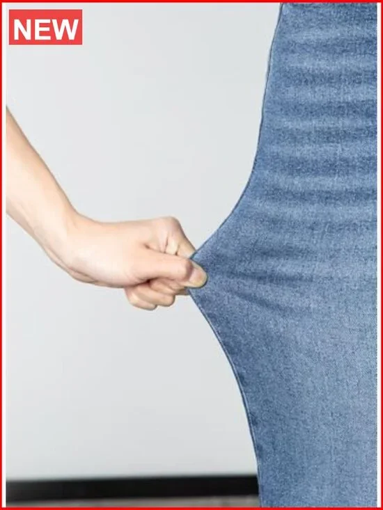 High Waisted Wide Leg Jeans Stretchy Straight Leg Drawstring Denim Pants - Picture 6 of 7